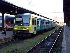 Dieseltriebwagen (ehemals Deutsche Bahn) im Prager Bahnhof Masarykovo nádraží, Tschechien