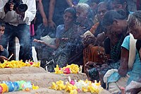 Mullivaikkal Remembrance day, 2016: Eelam Tamil women and children can be seen grieving in Mullivaikkal Mullivaikkal Remembrance Day 2016 IMG 0467 (27091712656).jpg