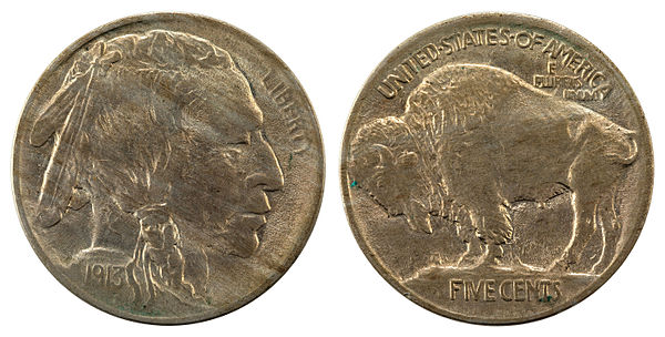 Image: NNC US 1913 5C Buffalo Nickel (Ty I mound)