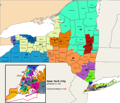 New York's congressional districts since 2023 New York Congressional Districts, 118th Congress.svg
