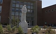 The new entrance to the school. New st. francis statue archbishop curley baltimore.jpg