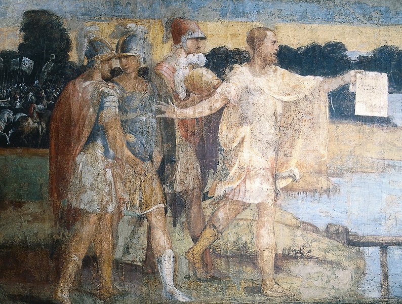 File:Nicolò dell'Abate, Incontro di Bruto e Ottaviano sulle sponde del fiume Lavino, Sala del Fuoco, Palazzo Comunale (Modena).jpg