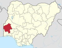 मानचित्र जिसमें ओयो राज्य Oyo State हाइलाइटेड है