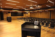 All auditoriums are named after programming languages. The Smalltalk auditorium is seen here in Ole-Johan Dahls House. Ole-Johan Dahls hus 20110911-03.JPG