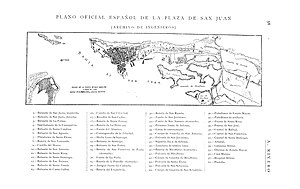 Official Spanish map of San Juan Antiguo during the Spanish–American War