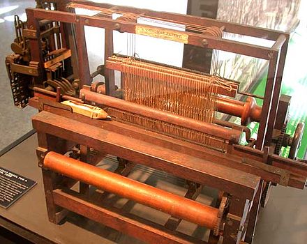 Patent model of a mechanized loom with string heddles