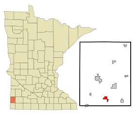 Pipestone County Minnesota Incorporated and Unincorporated areas Trosky Highlighted.svg