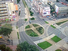 Widok na plac Rodła z 22 piętra PAZIMu, 2013