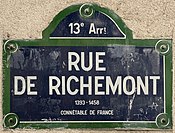 Plaque Rue Richemont - Paris XIII (FR75) - 2021-06-30 - 1.jpg