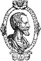 portrait de Pontus de Tyard en buste de profil, d'âge mûr et habillé à l'antique, dans un cadre portant la devise : Solitudo mihi provincia est.
