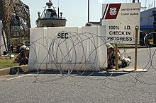 Port Security Unit 305 simulate stopping an attack on an entry control point during a demonstration Port Security Unit 305 Demonstatrion DVIDS1087738.jpg