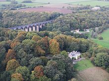 Aerial view of Viaduct Wood and Porthkerry Viaduct Porthkerry Viaduct and House - geograph.org.uk - 2101425.jpg