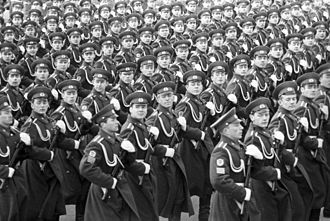 Cadets of the academy during the 1972 October Revolution Parade. RIAN archive 700215 Cadets of the KGB Moscow Higher Frontier Guards Command Academy.jpg