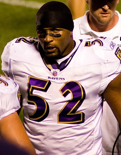 Ray Lewis, Ravens linebacker from 1996 to 2012 was named most valuable player of Super Bowl XXXV and was inducted into the Pro Football Hall of Fame in 2018