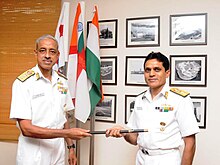 Pawar (left) with VAdm S.N. Ghormade Rear Admiral SN Ghormade, assuming of charge of Flag Officer Maharashtra Area from Rear Admiral MS Pawar.JPG