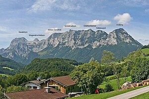 Edelweißlahnerkopf (tercer pico desde la derecha) desde Ramsau