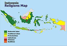 Religion distribution in each Province of Indonesia Religious map of Indonesia.jpg