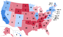 Risultati per stato, con diverse gradazioni di blu e rosso a seconda del margine di vantaggio del vincitore