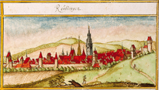 View of Reutlingen from the forest register books created by Andreas Kieser