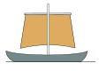 A square sail may be loose-footed, as shown here on a Viking longship.