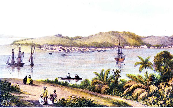 A painting of Riouw, Dutch East Indies, painted between 1859 and 1861