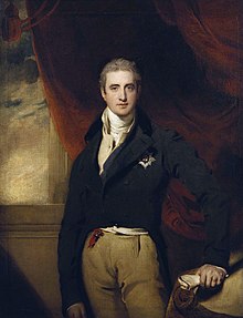 Robert Stewart, Viscount Castlereagh, British Foreign Secretary, who became the second Marquess of Londonderry in 1821 Robert Stewart - Lawrence 1817.jpg