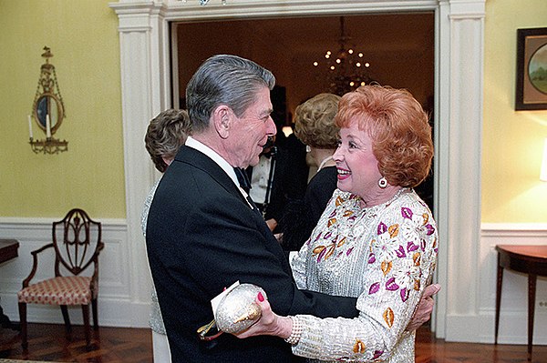 Ronald Reagan and Meadows in 1986 at his 75th birthday party in the White House.