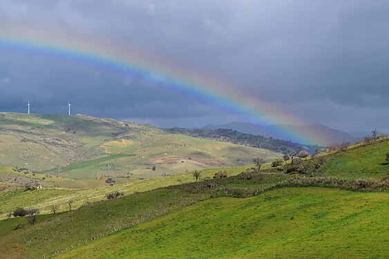 Rainbow in rural Leonforte, Sicily.