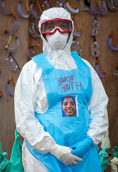 File:Ruth Johnson, RN, wearing PPE Portrait, ELWA 2 Ebola Treatment Unit, Paynesville, Liberia, March 6, 2015.jpg