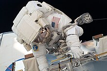 Garan participates in the first spacewalk of the STS-124 mission. STS-124 Garan3 EVA1.jpg