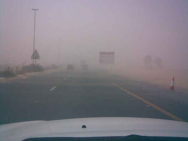 Sandstorm on the highway between Sharjah and Dubai