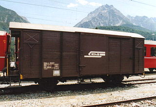 Covered goods wagon Enclosed railway wagon used to carry freight