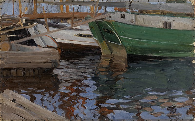 File:Sergey Vinogradov - Boats in Arkhangelsk Port.jpg