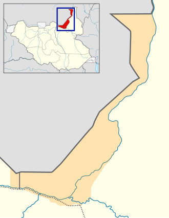 Land formally part of the Shilluk Kingdom before the creation of new states in 2015. The TFNF claimed that the lands east of the Nile would be occupied by Dinka as consequence of President Kiir's decree. Shilluk land area in South Sudan.svg