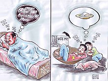 Sleep and dream. This cartoon describes the difference between the poor and the richest, and the difference between their dreams and goals. One of the Arifur Rahman's earlier cartoons from 2008. Sleep and dream.jpeg