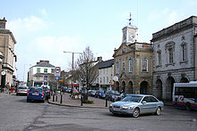 South Molton town centre, where the rebels were trapped on 14 March 1655 South Molton The Square.jpg