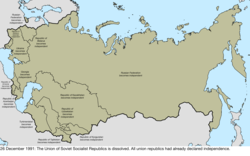 Map of the change to the Soviet Union on 26 December 1991