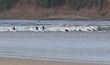 Severn Bore Surfers riding the Severn Bore - geograph.org.uk - 369764.jpg