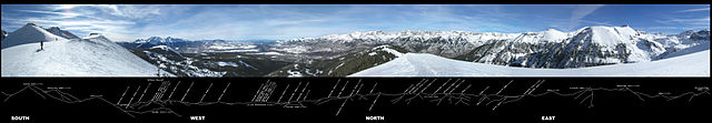 Panorama 360 ° do sudoeste de San Juans, fotografado a partir do Gold Hill Ridge da estância de esqui de Telluride.