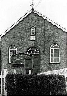 The Peculiar People's Chapel in Tillingham, circa 1975 The Peculiar Peoples Chapel, South Street, Tillingham (geograph 4860376).jpg