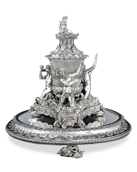 Silver ice pail from the Grand Service made by Rundell, Bridge, and Rundell for George IV. Hallmarked 1827