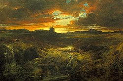 Målningen Childe Roland to the Dark Tower Came av Thomas Moran efter Robert Brownings diktverk med samma namn. Brownings poesi är Kings inspiration för Roland Deschain, en av huvudrollerna i romanserien.