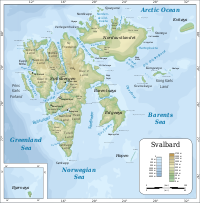 मानचित्र जिसमें स्वालबार्ड Svalbard हाइलाइटेड है