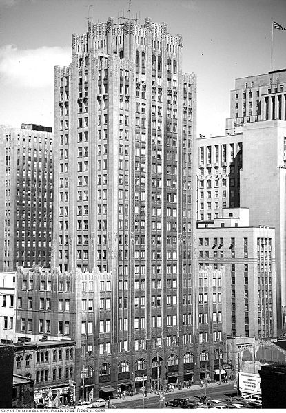 Completed in 1929, the Art Deco Toronto Star Building was one of several historic buildings torn down as the district developed in the mid-20th centur