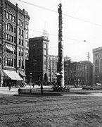 Looking east of south with a good view of the totem pole, 1903. Photo by Asahel Curtis.