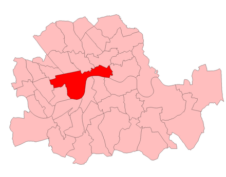 Cities of London and Westminster in the Parliamentary County of London, showing boundaries used from 1950 to 1974