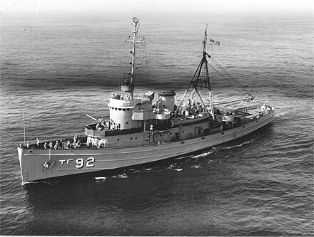 Fleet tug USS Tawasa (1,255 tons, 205 ft) which towed a nuclear depth charge as it was detonated in Operation Wigwam in 1955