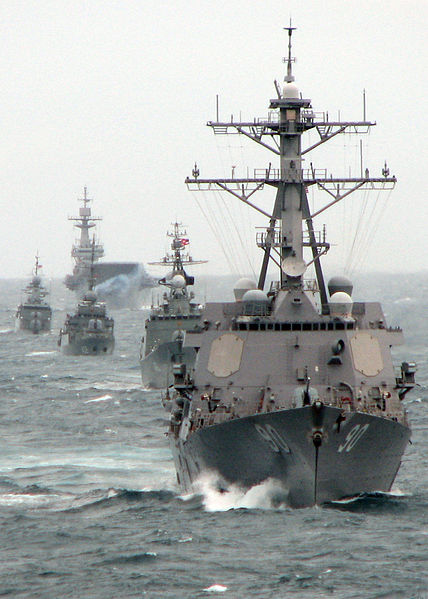 File:US Navy 090713-N-7058E-097 The guided-missile destroyer USS Chafee (DDG 90) leads a formation of Royal Thai Navy ships including HTMS Naresuan (FFG 421), HTMS Khirrirat (FS 432), HTMS Makutrajakuman (FF 433) and HTMS Chakri Nar.jpg