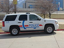 Utah Transit Authority Police vehicle at Murray Central, March 2015 UTA Police vehicle.JPG