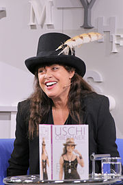 Uschi Obermaier presenting her autobiography on the blue sofa at the 2013 Frankfurt Book Fair